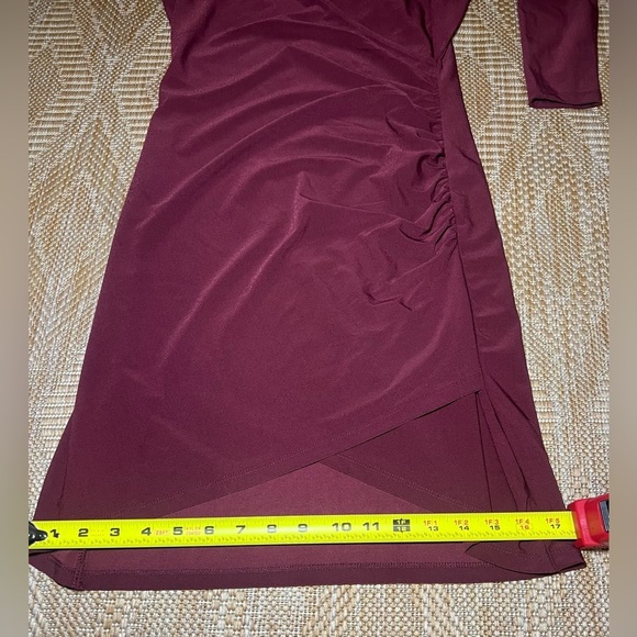 Leith Women's Maroon Red Ruched Long Sleeve Dress,V Neck,Size S, Great Condition - Picture 5 of 10